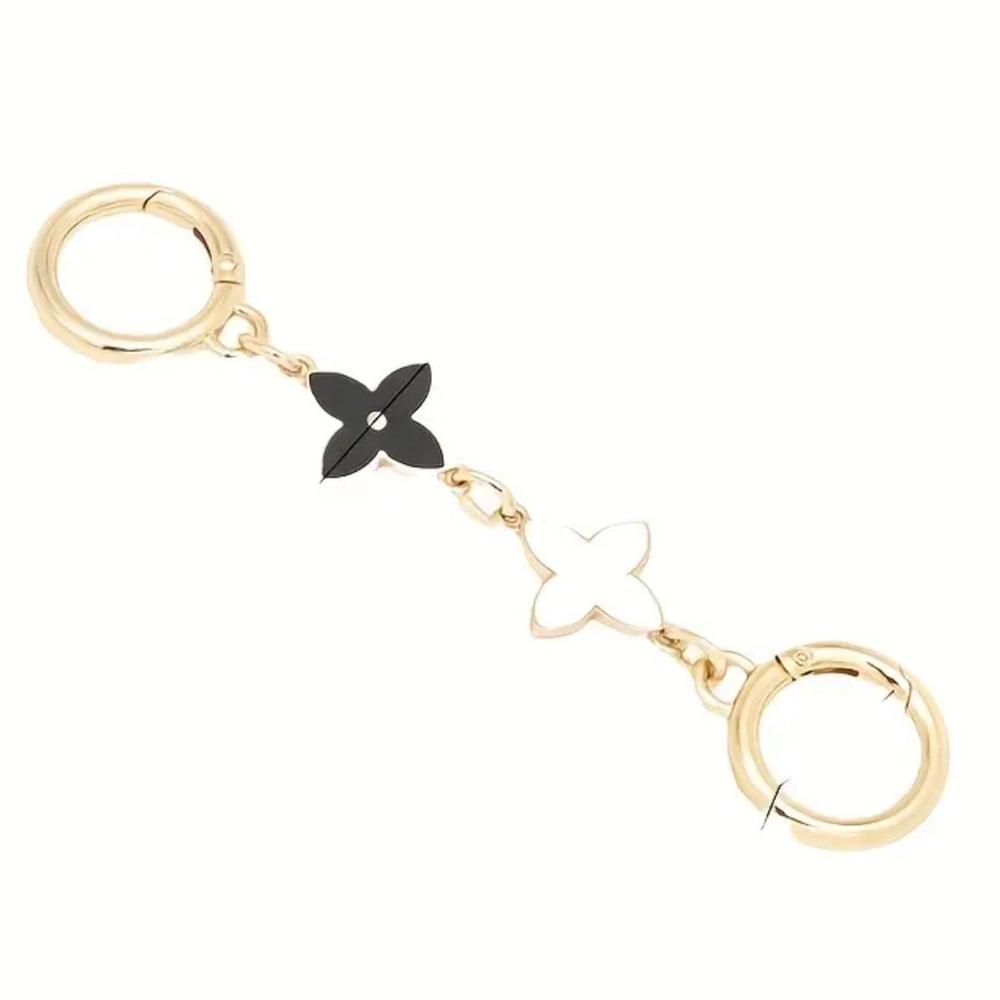 Clover Fashion Black White Gold Tone Purse Chain Extender NEW